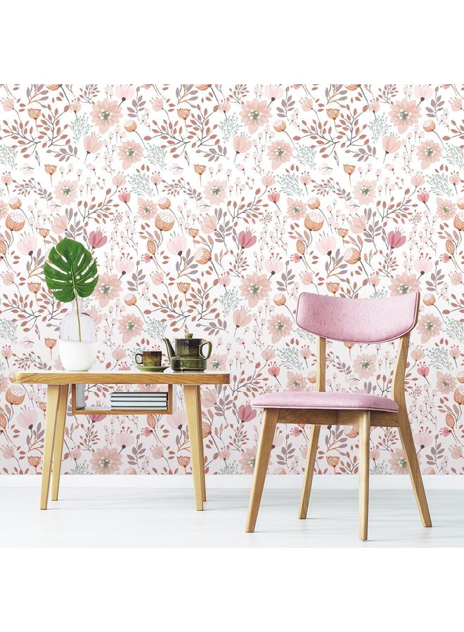 Bluejw Hot Selling Living Room Background Removable Wallpaper Pink Green Flowers Figure Seamless Self-adhesive Wallpaper RW585 * 302 - Image 4