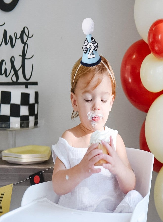 Agkvw Race Car 2nd Birthday Crown for Boys - Fast Birthday Hat and Decoration, Blue Decor - Image 3