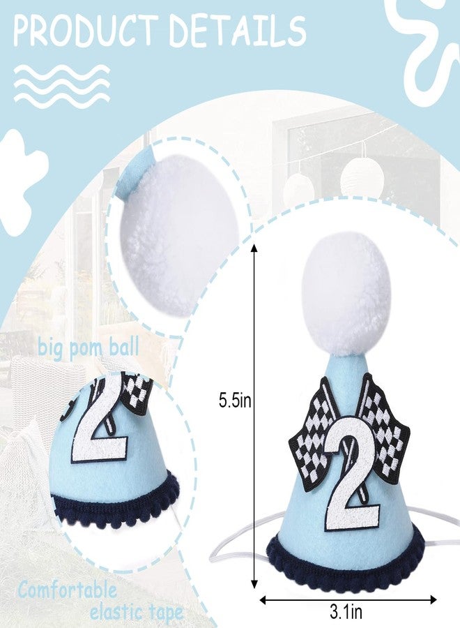Agkvw Race Car 2nd Birthday Crown for Boys - Fast Birthday Hat and Decoration, Blue Decor - Image 2