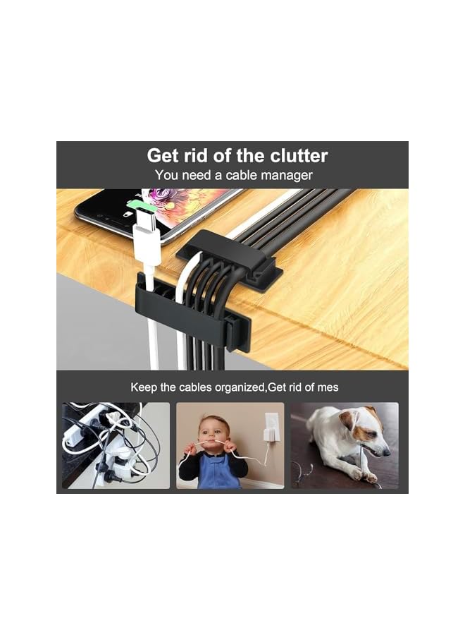 Green Tiger 4PCS Cable Organizers, Multi-Purpose Cord Clips for Office, Desk, Car, Phone, USB, Computer, TV, Ethernet, HDMI Cables, Black - Image 4