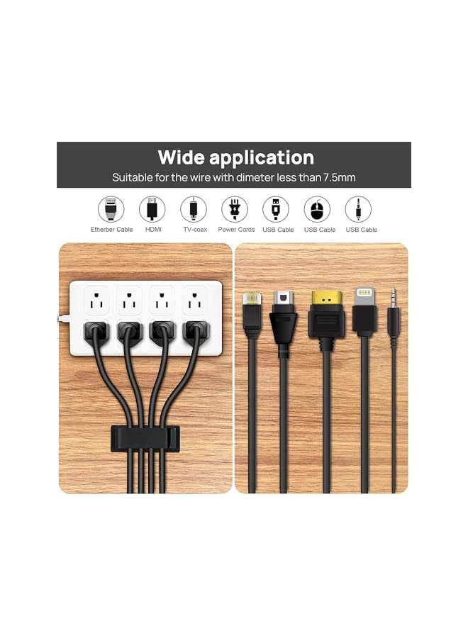 Green Tiger 4PCS Cable Organizers, Multi-Purpose Cord Clips for Office, Desk, Car, Phone, USB, Computer, TV, Ethernet, HDMI Cables, Black - Image 5