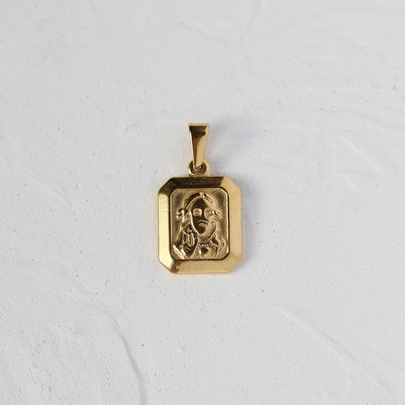 Generic L-Series Pendant Serpentine Rose Coin Clasp Necklace L02 Corner-cut Square Portrait 