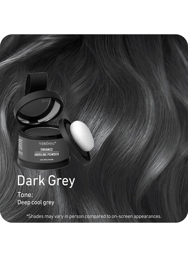 VERONNI Hairline Powder Root Touch Up Hair Color, Hairline Shadow Powder, Hairline Powder Instantly Conceals, Instant Volume And Scalp Coverage For Thinning Hair, Fast And Full Care, 100% Water Sweat Resistant (Dark Gray) - Image 2