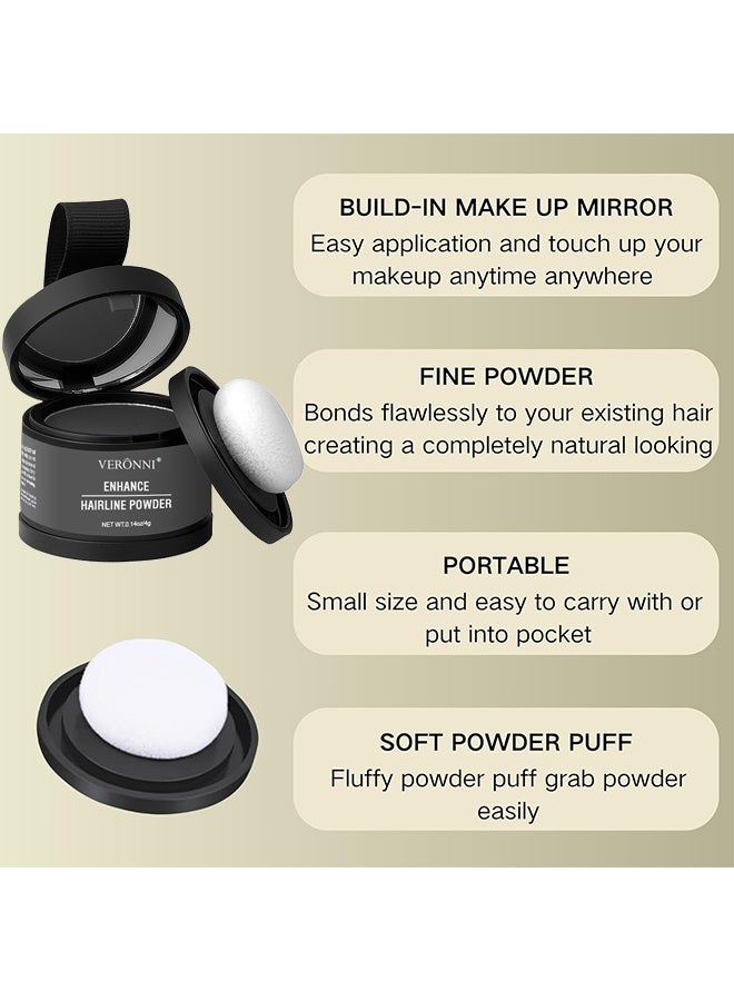 VERONNI Hairline Powder Root Touch Up Hair Color, Hairline Shadow Powder, Hairline Powder Instantly Conceals, Instant Volume And Scalp Coverage For Thinning Hair, Fast And Full Care, 100% Water Sweat Resistant (Dark Gray) - Image 4