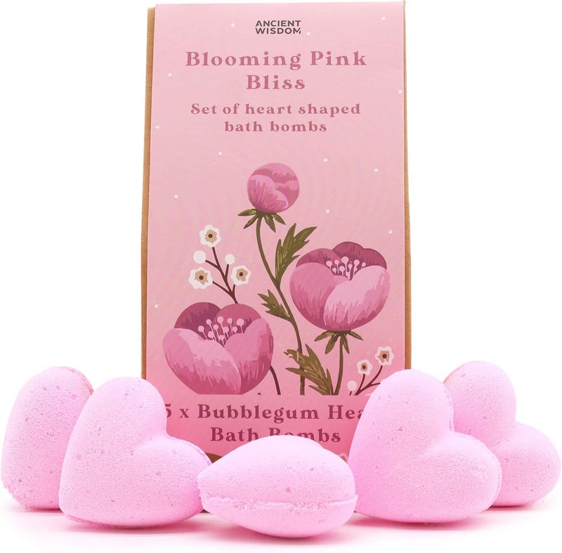 Blooming Pink Bliss Bath Heart Gift Set Luxurious Bubblegum Scented Bath Bombs for Sweet and Playful Indulgence
