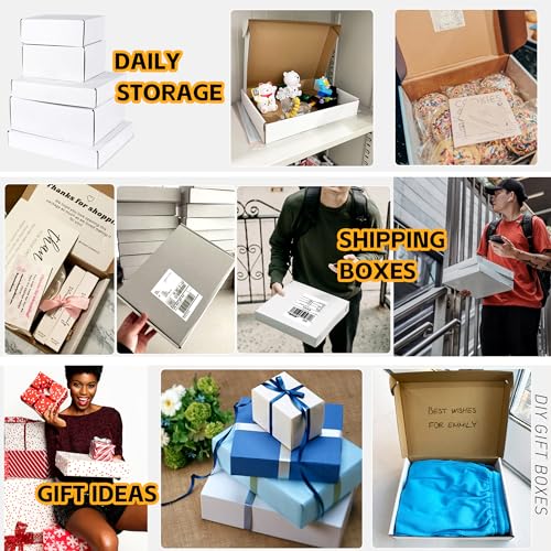 JOWLOT 12x9x4 inch Shipping Boxes Set of 20, White Corrugated Cardboard Box Literature Mailer for Mailing Packing Moving and Storage - Image 5