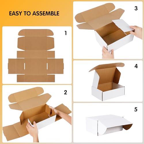 JOWLOT 12x9x4 inch Shipping Boxes Set of 20, White Corrugated Cardboard Box Literature Mailer for Mailing Packing Moving and Storage - Image 3