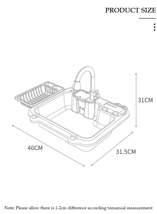 DUNISO Play Kitchen Sink Toy  with Running Water, Children Electric Dishwasher Playing Toy with Running Water,Upgraded Real Faucet and Play Dishes,Pretend Role Play Toys for Kids Boys Girls, Gifts for Toddler 3,4,5,6,7,8 - Image 2