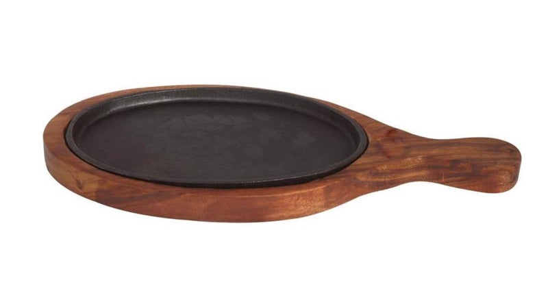 HAINE Wooden Bat Base Serving Platter Sizzler Plate/Tray, Brown, Pack of 1 - Image 1
