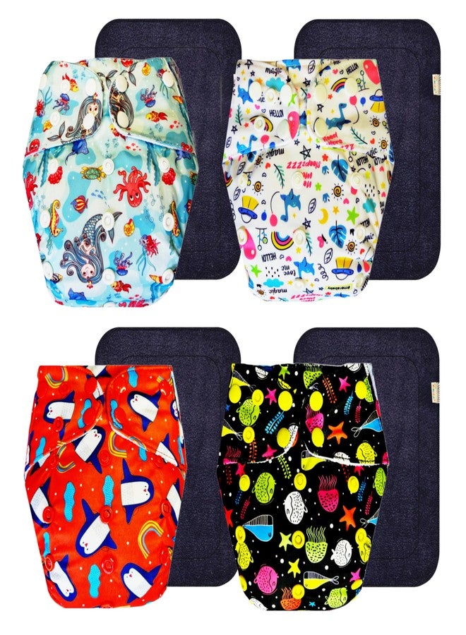 Dumbledo Premium Cloth Diaper with Gray Insert (Pack of 4) | Dry Feel and Comfortable | Leakproof | Travel Friendly | Trusted by Moms | 3 Months - 3 Years | Unisex Baby - Image 1