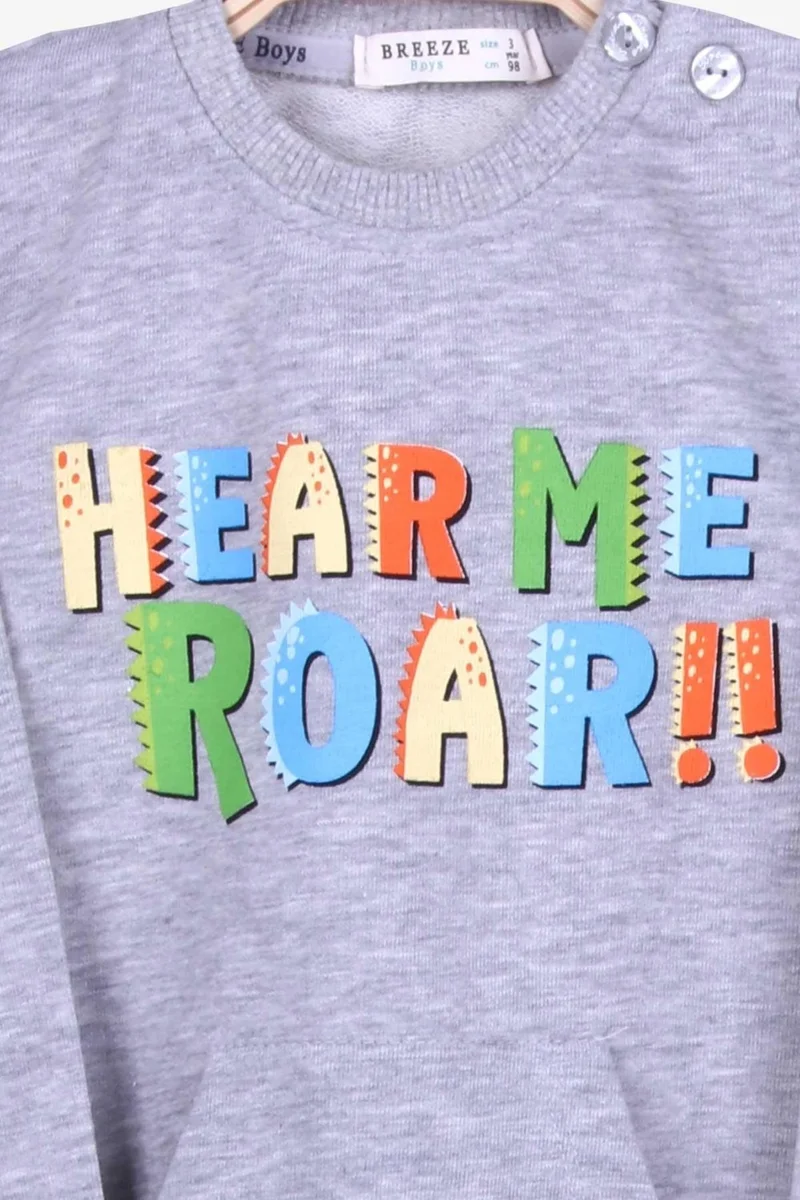 Breeze Boy's Tracksuit Set Colorful Slogan Printed Light Gray (Age 1-4)