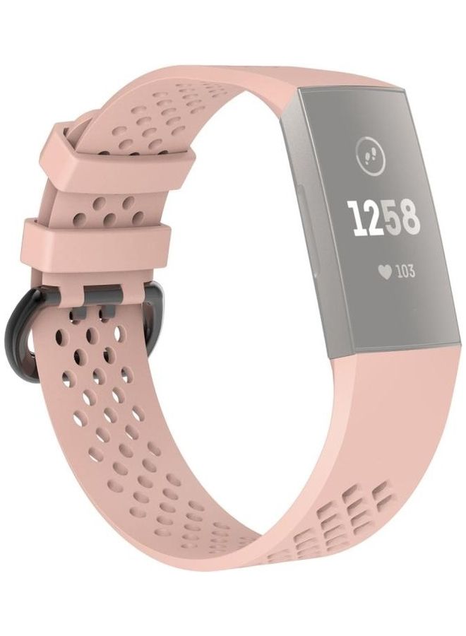 NIBEMINENT Square Hole Adjustable Sport Wrist Strap For Fitbit Charge 3 Pink - Image 1