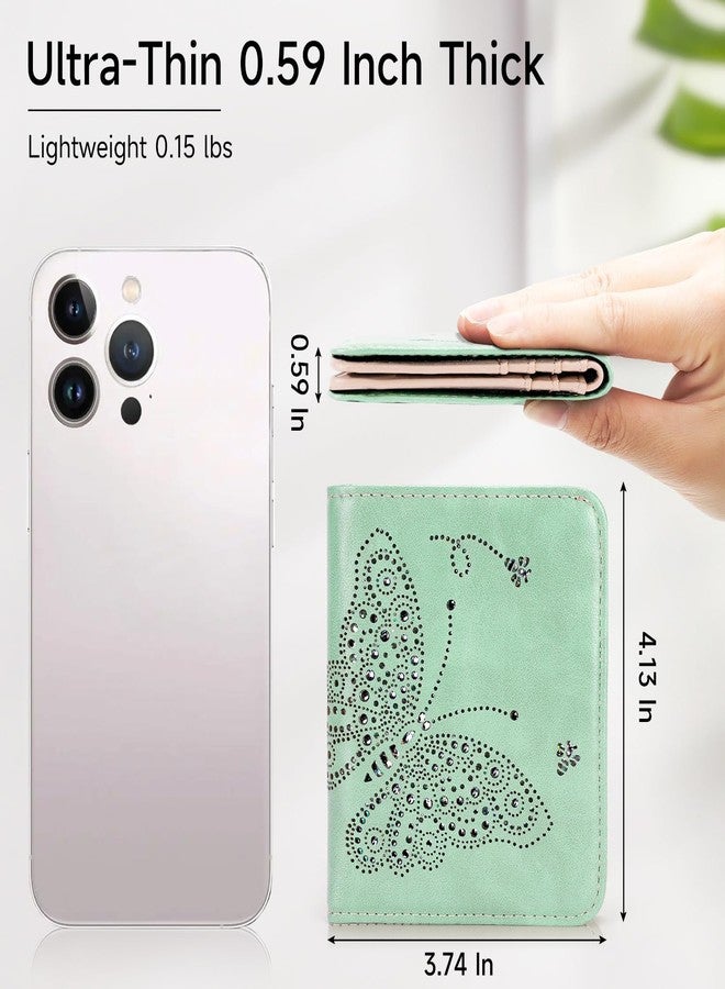 KITEVIUN Small RFID Wallet Women Ultra Thin Slim Womens Wallet Mini Compact Bifold Pocket Ladies Wallets for Women Peppermint Mambo Green - Image 2