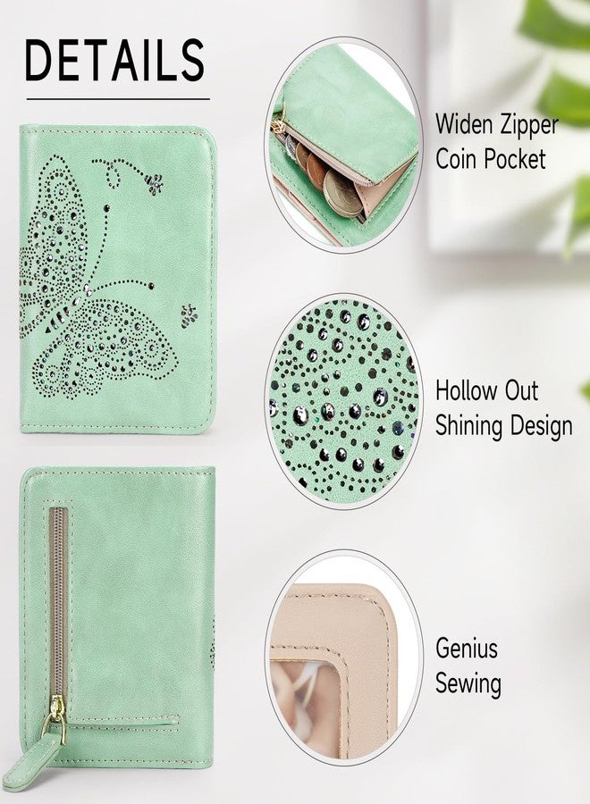 KITEVIUN Small RFID Wallet Women Ultra Thin Slim Womens Wallet Mini Compact Bifold Pocket Ladies Wallets for Women Peppermint Mambo Green - Image 4