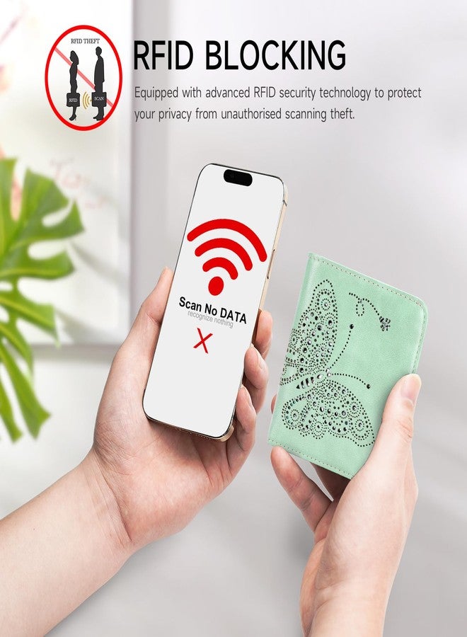 KITEVIUN Small RFID Wallet Women Ultra Thin Slim Womens Wallet Mini Compact Bifold Pocket Ladies Wallets for Women Peppermint Mambo Green - Image 5