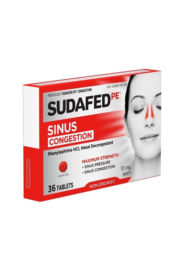 Sudafed PE Sinus Congestion Maximum Strength Non-Drowsy Decongestant Tablets, 36 ct  - Image 3