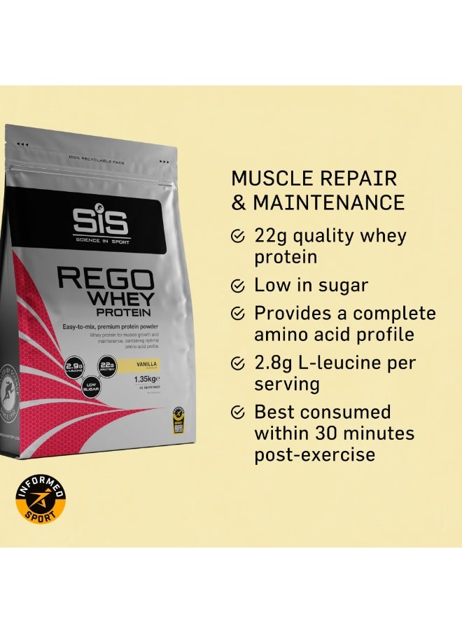 SIS REGO Whey Protein | Easy-to-mix, premium protein powder, whey protein for muscle growth and maintenance, containing optimal amino acid profile| Vanilla Flavour, 1.35kg, 45 Servings  - Image 3