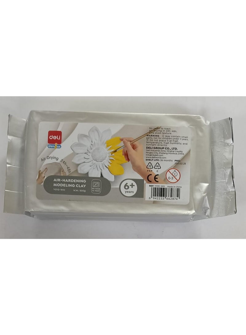 Deli EY010-WH Air-Hardening Modeling Clay – 500g | White