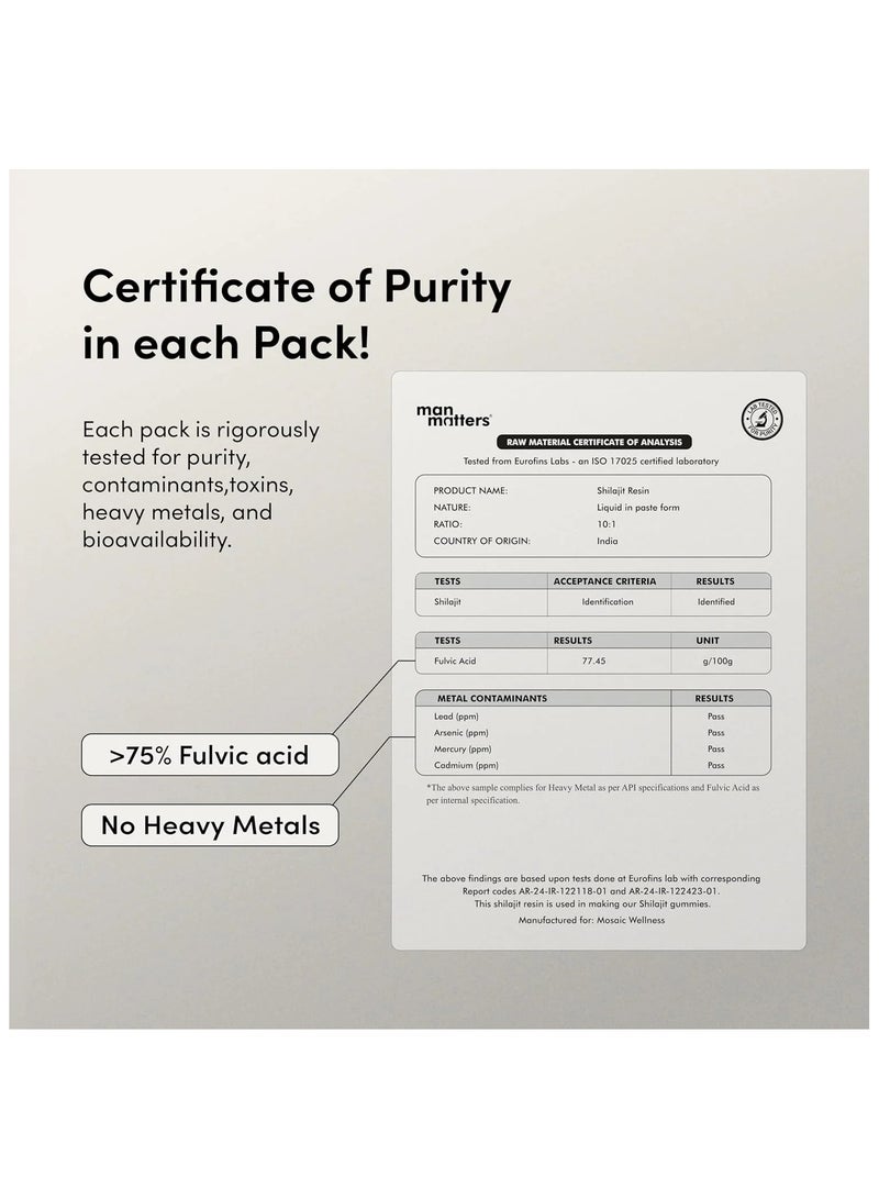 Man Matters Pure Himalayan Shilajit Gummies with Ashwagandha 30 Gummies - Image 5