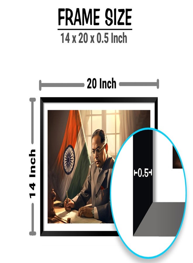 DBrush B.R. Ambedkar poster with frame framed baba Saheb ambedkar painting Large size For Office Home Decor Gift item 14x20 Inch Wall Hanging (Laminated Coated) - Image 3