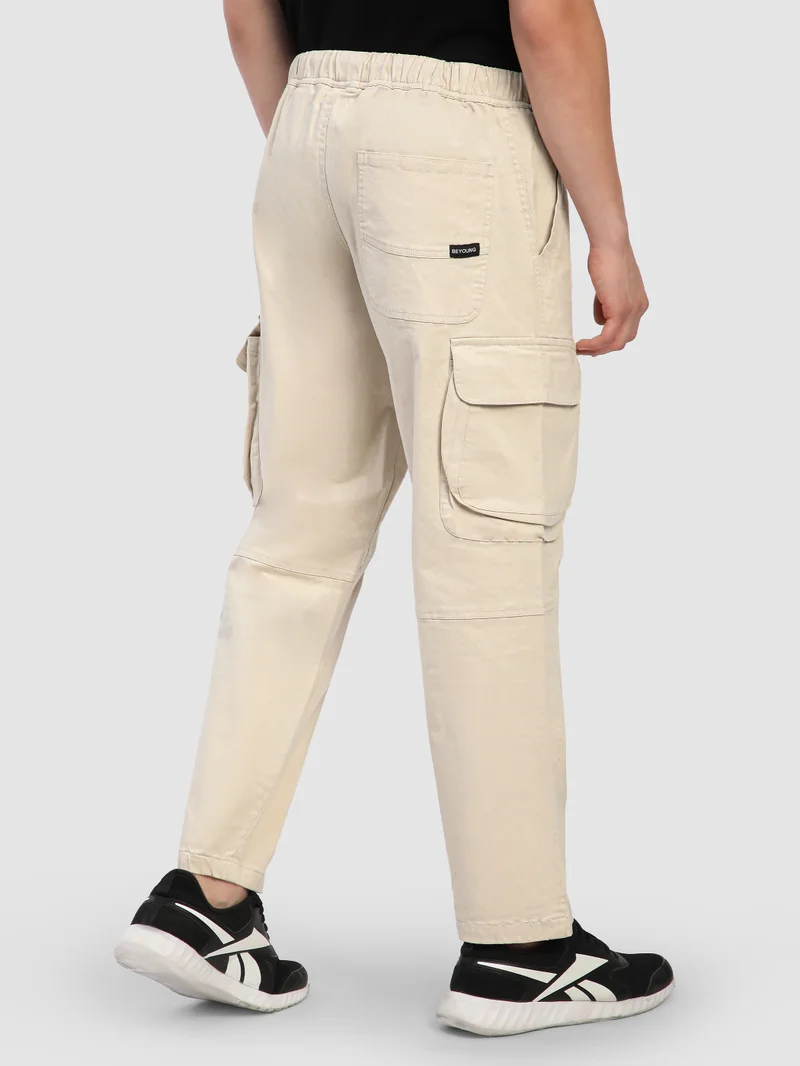 Beyoung Beige Multi Pocketed Utility Cargo Pants