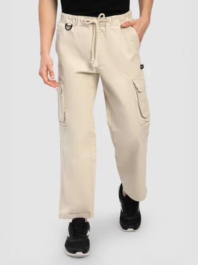 Beyoung Beige Multi Pocketed Utility Cargo Pants