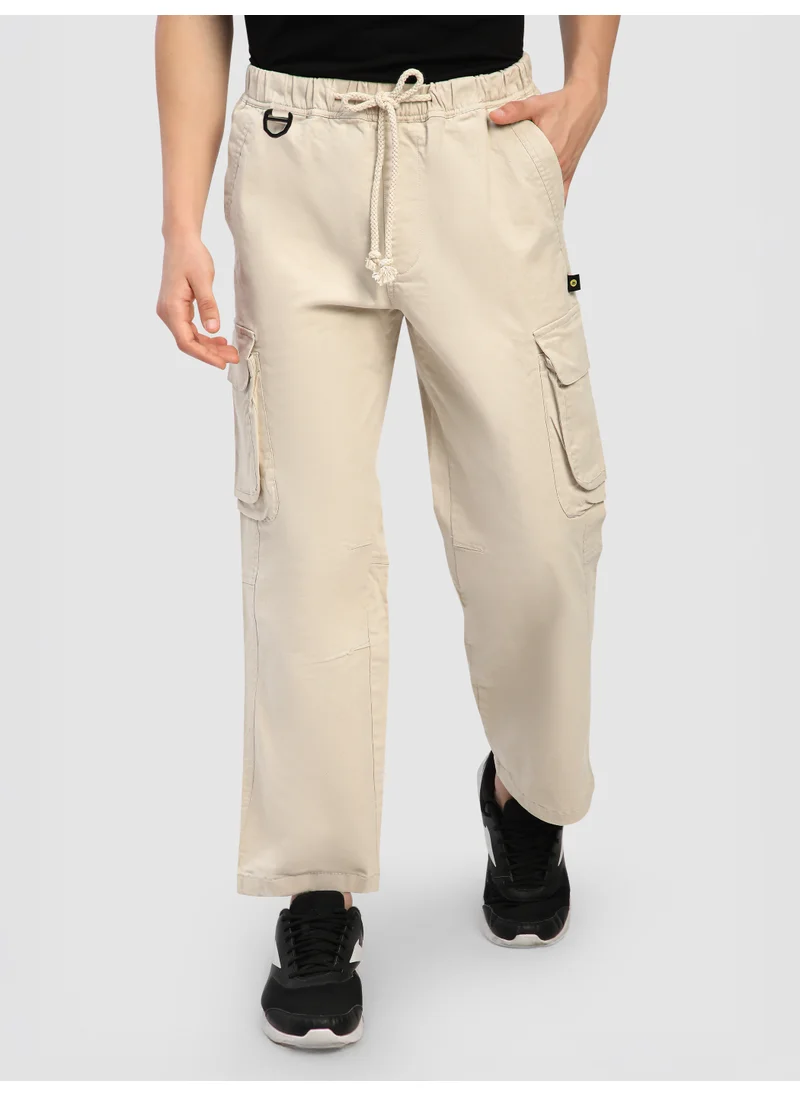 Beyoung Beige Multi Pocketed Utility Cargo Pants