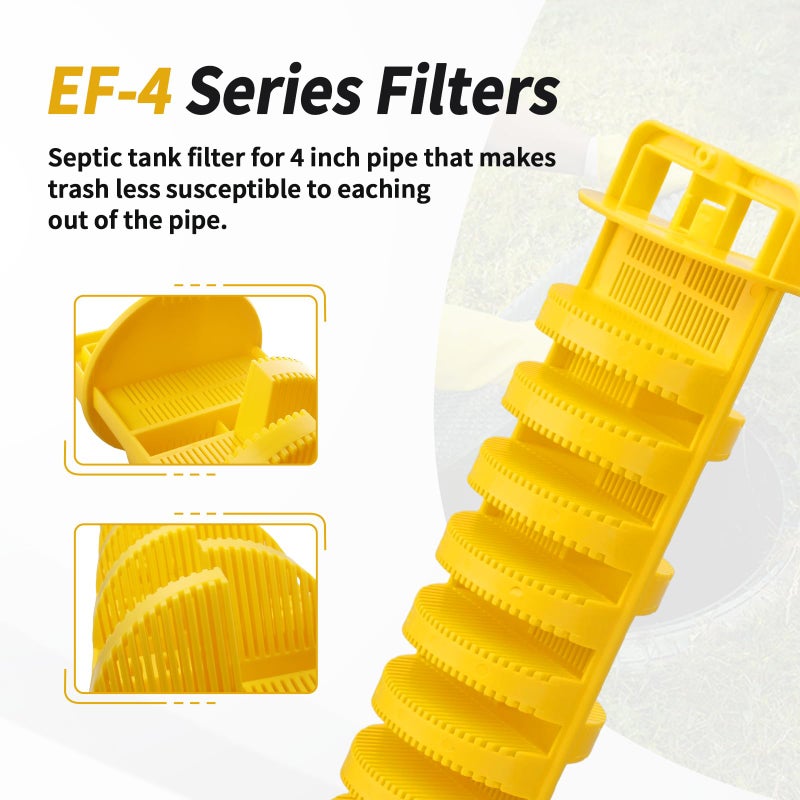 Dfnidy Septic Tank Filter for 4 Inch Pipe, Residential Sewer Effluent Filter Cartridge, Replacement Under-Sink Water Filters Leach Field Pipe Part - Image 3
