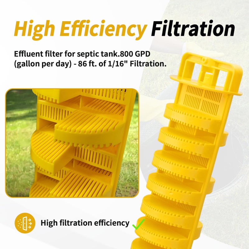 Dfnidy Septic Tank Filter for 4 Inch Pipe, Residential Sewer Effluent Filter Cartridge, Replacement Under-Sink Water Filters Leach Field Pipe Part - Image 5