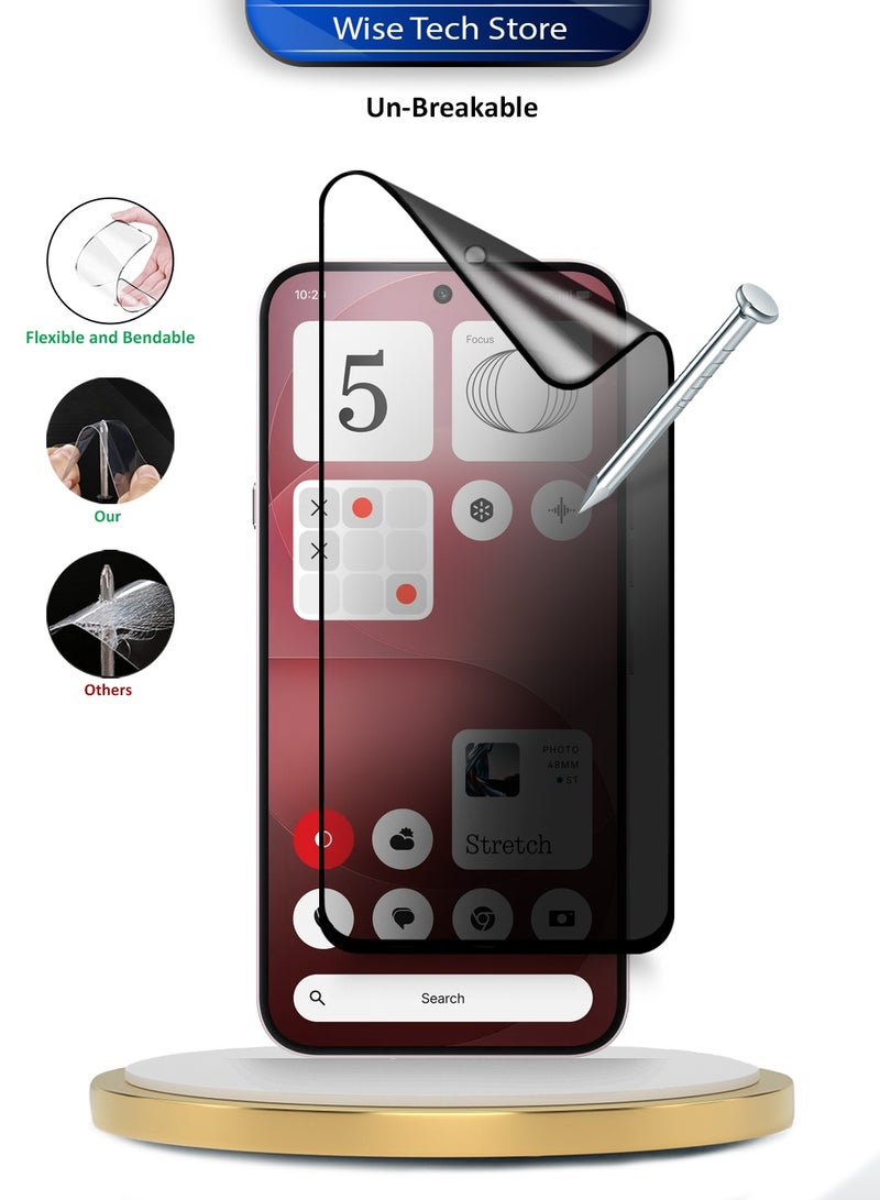Wtech Nothing Phone (4a) Pro 5G 2026 Premium Nano Ceramic Privacy Full Glue Full Cover Matte Flexible Screen Protector (MSCNMP) - Clear/Black - Image 3