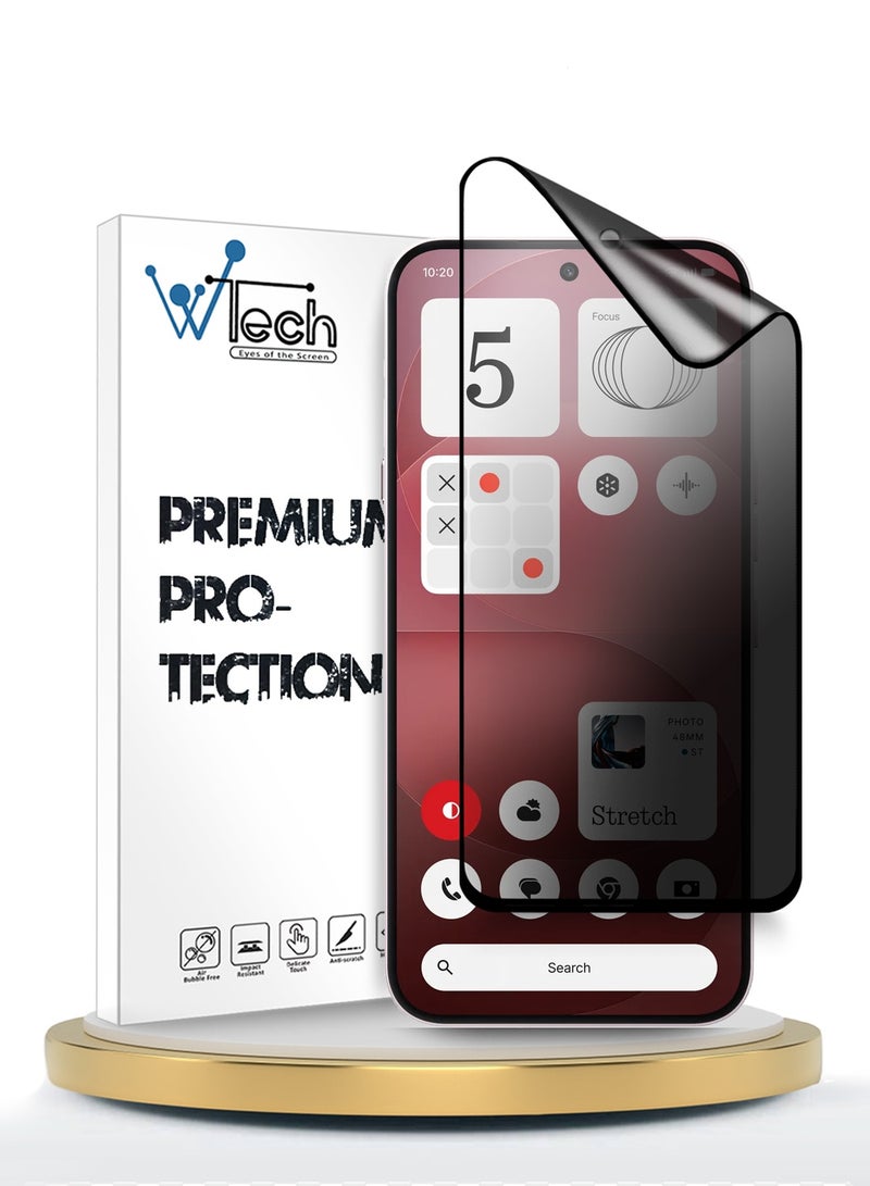 Wtech Nothing Phone (4a) Pro 5G 2026 Premium Nano Ceramic Privacy Full Glue Full Cover Matte Flexible Screen Protector (MSCNMP) - Clear/Black - Image 1