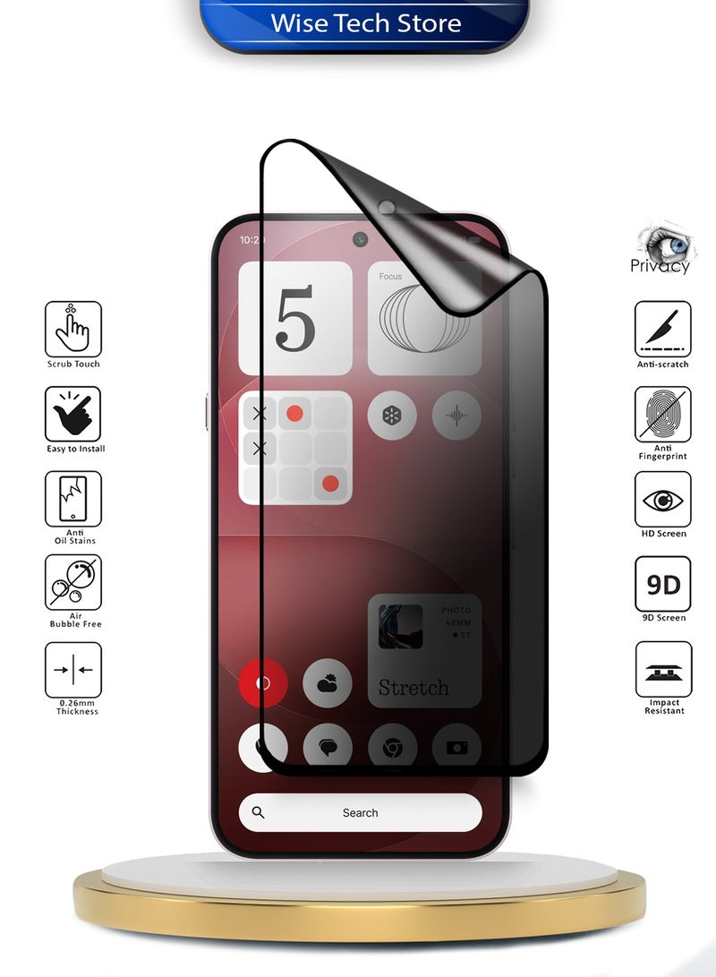 Wtech Nothing Phone (4a) Pro 5G 2026 Premium Nano Ceramic Privacy Full Glue Full Cover Matte Flexible Screen Protector (MSCNMP) - Clear/Black - Image 2