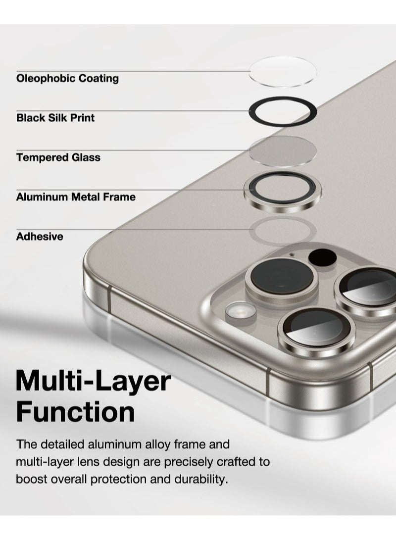 جرين ليون عدسة كاميرا HD Plus لهاتف آيفون 16 برو / 16 برو ماكس/ مضادة لبصمات الأصابع/ طلاء مضاد للتوهج/ مضاد للخدش/ مقاوم للماء/ امتصاص النانو - تيتانيوم - Image 2