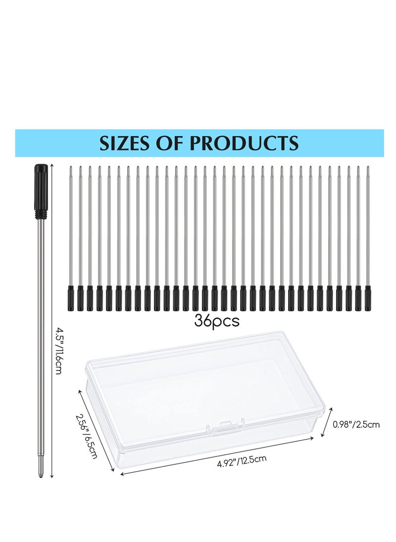SYOSI - 36 Pieces Cross Pen Refills Black Metal Ballpoint Pen Refills 1.0 mm Ink Pen Refills Compatible with Clear Plastic Pen Box for Home, Office, School, Stationery - Image 1