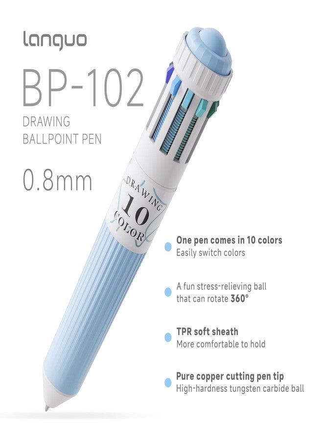 languo 120 Colors Multicolor Ballpoint Pens, 10-in-1 Colored Pen, 0.8mm Tip - Image 3