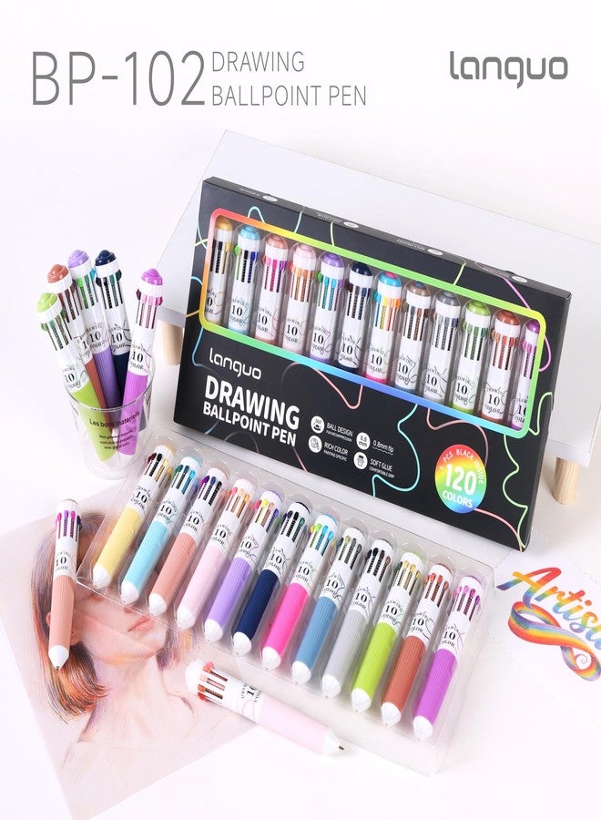 languo 120 Colors Multicolor Ballpoint Pens, 10-in-1 Colored Pen, 0.8mm Tip - Image 2