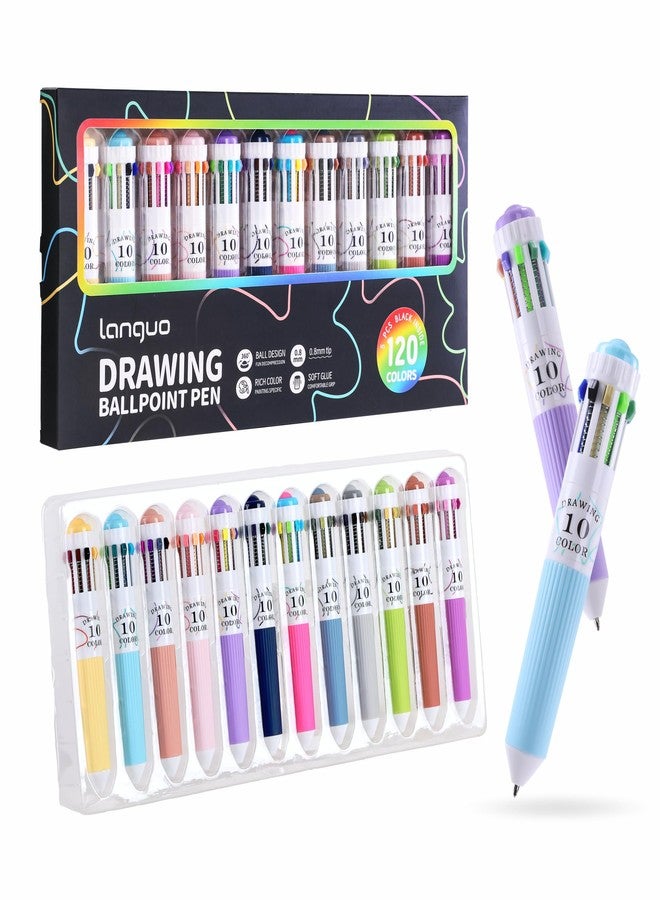 languo 120 Colors Multicolor Ballpoint Pens, 10-in-1 Colored Pen, 0.8mm Tip - Image 1