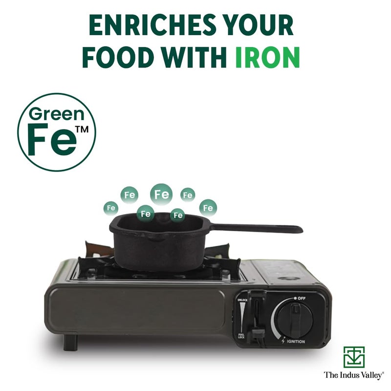 The Indus Valley The Indus Valley Square Cast Iron Tadka PanVagharChounkBaghar for Frying DalSpices 53Inch 1 kilogram Gas InductionFriendly PreSeasoned 100 ToxinFree Naturally NonStick Long Lasting - Image 5