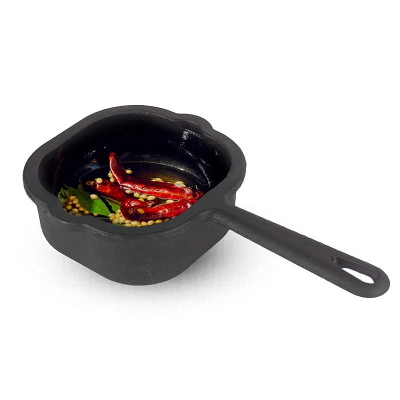 The Indus Valley The Indus Valley Square Cast Iron Tadka PanVagharChounkBaghar for Frying DalSpices 53Inch 1 kilogram Gas InductionFriendly PreSeasoned 100 ToxinFree Naturally NonStick Long Lasting - Image 1