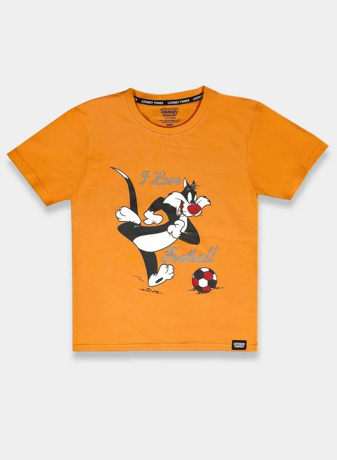 Looney Tunes Graphic Print Round Neck Fashion T-shirt