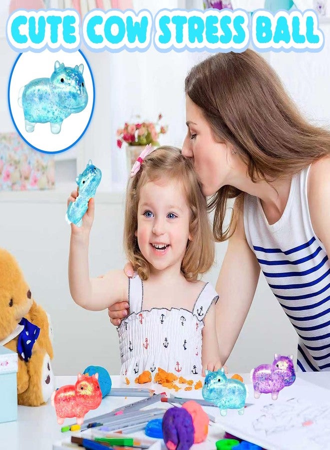 EVDERS 1Pcs Squishy Cow Stress Balls for Adults and Kids Cute Malt Sugar Filled Sensory Fidget Toy Animal Stress Relief Cow Toys Stretchy Squeeze Toys for Birthday Party Gift and Christmas (Blue) - Image 4