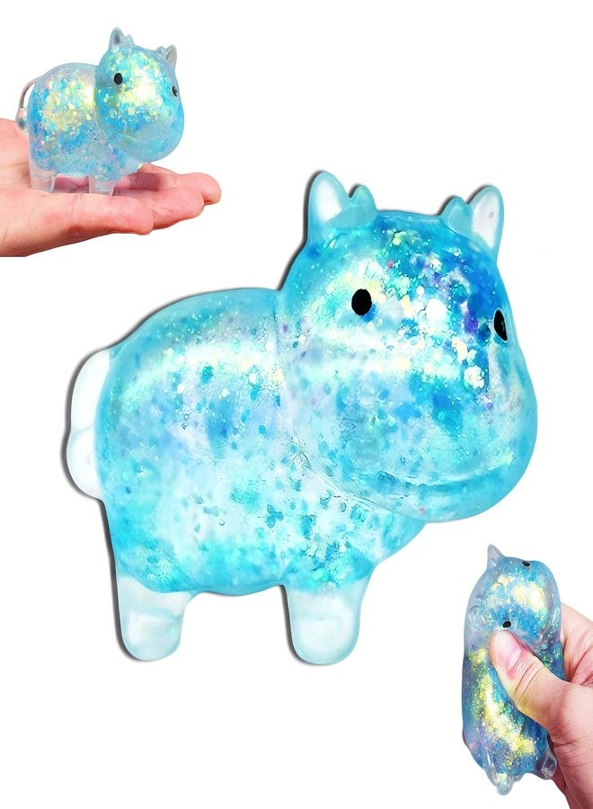 EVDERS 1Pcs Squishy Cow Stress Balls for Adults and Kids Cute Malt Sugar Filled Sensory Fidget Toy Animal Stress Relief Cow Toys Stretchy Squeeze Toys for Birthday Party Gift and Christmas (Blue) - Image 1