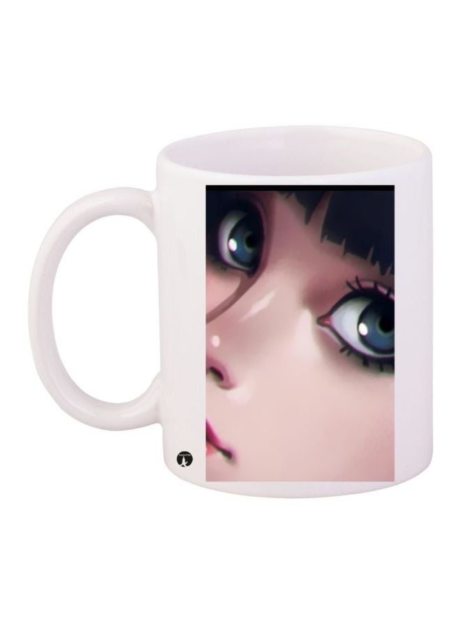 RYN Cartoon Printed Coffee Mug White/Beige/Blue 11ounce