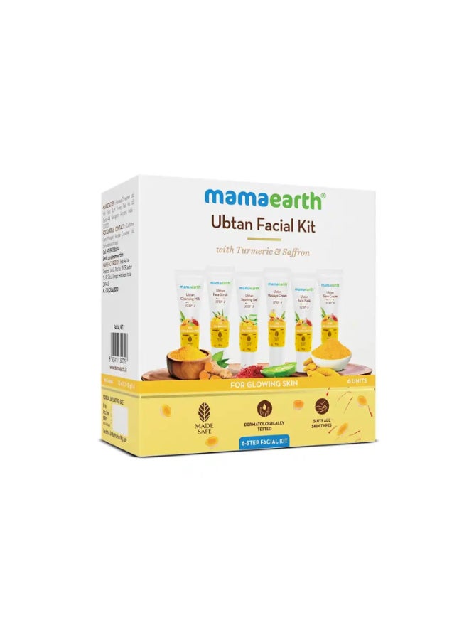 Mamaearth Ubtan Single Use Facial Kit Includes Cleanser Scrub Gel Massage Creams Face Pack Turmeric Saffron Infused 212 Oz60g - Image 2