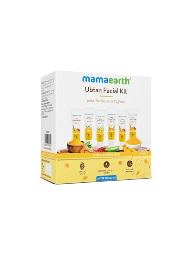 Mamaearth Ubtan Single Use Facial Kit Includes Cleanser Scrub Gel Massage Creams Face Pack Turmeric Saffron Infused 212 Oz60g - Image 1