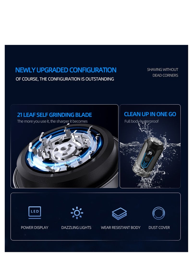 Generic Mini Electric Shaver, Portable Shaver for Men, USB Electric Razor Rechargeable Shaving Wet and Dry with Fast Charging, Upgrade Magnetic Wireless Shaver Razor for Men (T2-Black-99)  - Image 2