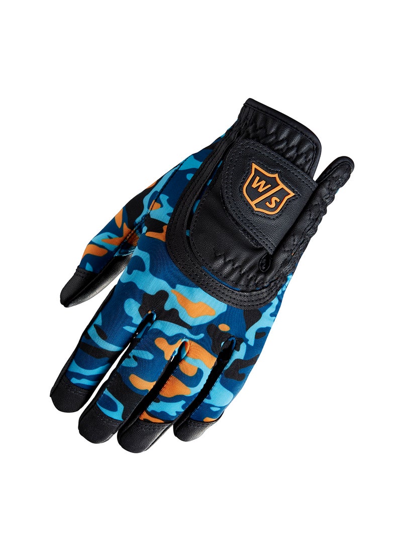 Wilson - Staff Fit All Juniors White/ Orange Camoflage Golf Gloves, Left hand - Image 1