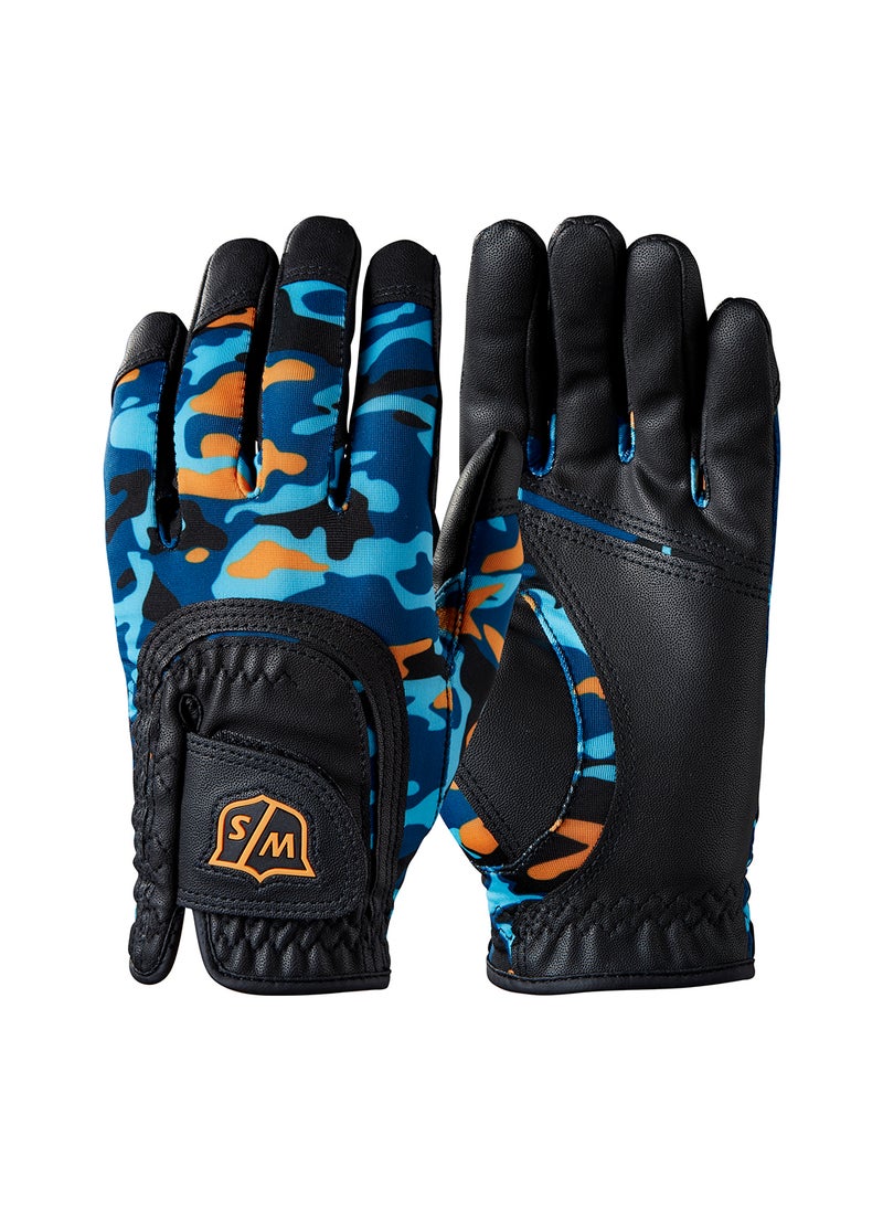 Wilson - Staff Fit All Juniors White/ Orange Camoflage Golf Gloves, Left hand - Image 1