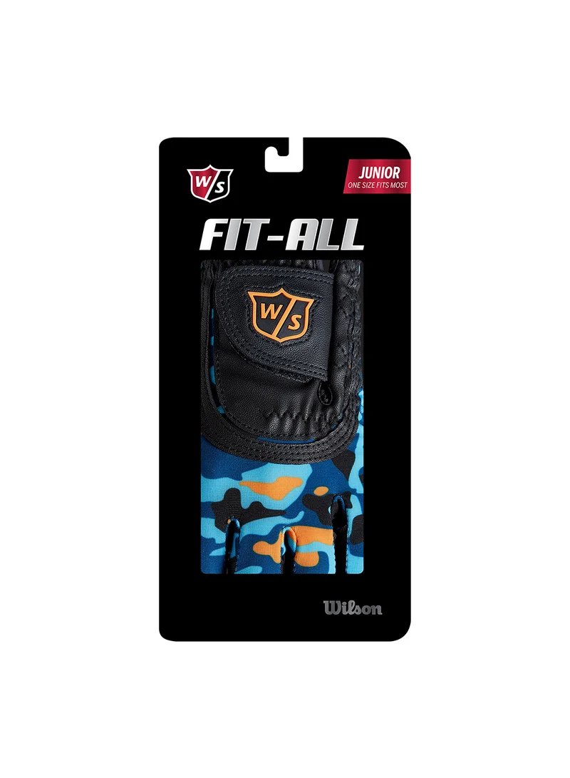 Wilson Staff Fit All Juniors White/ Orange Camoflage Golf Gloves, Left hand