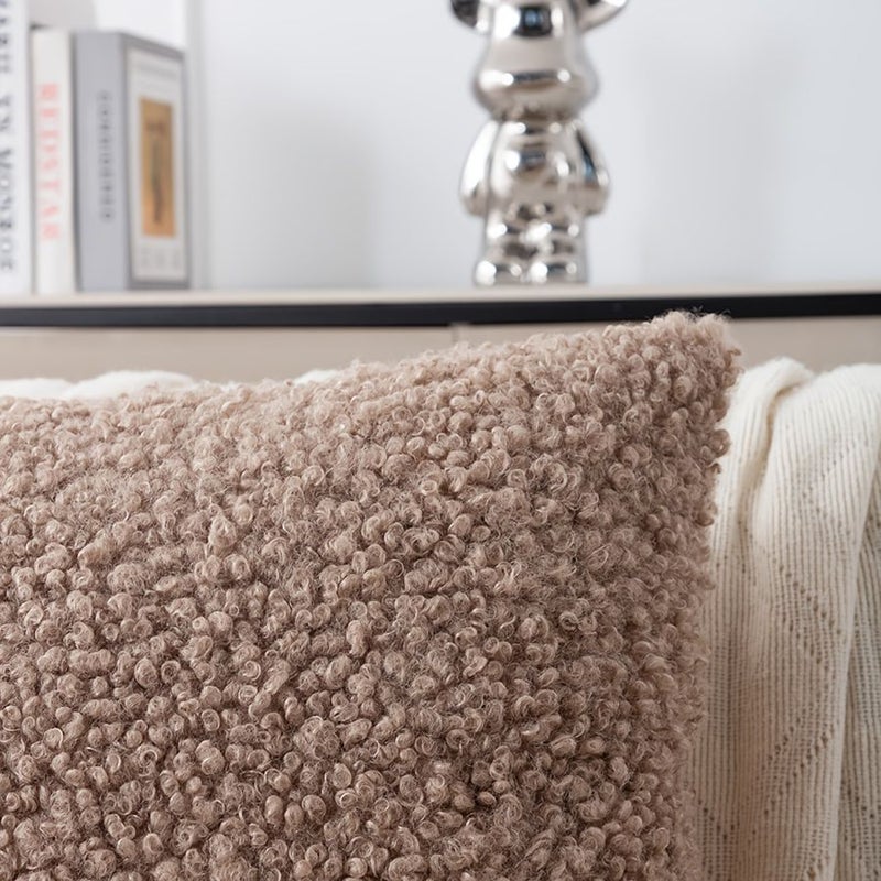 Dark Green Lamb Plush Pillow Soft Fluffy Machine Washable Home Decoration - Image 5